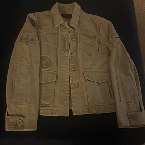 Olive green Denim jacket.